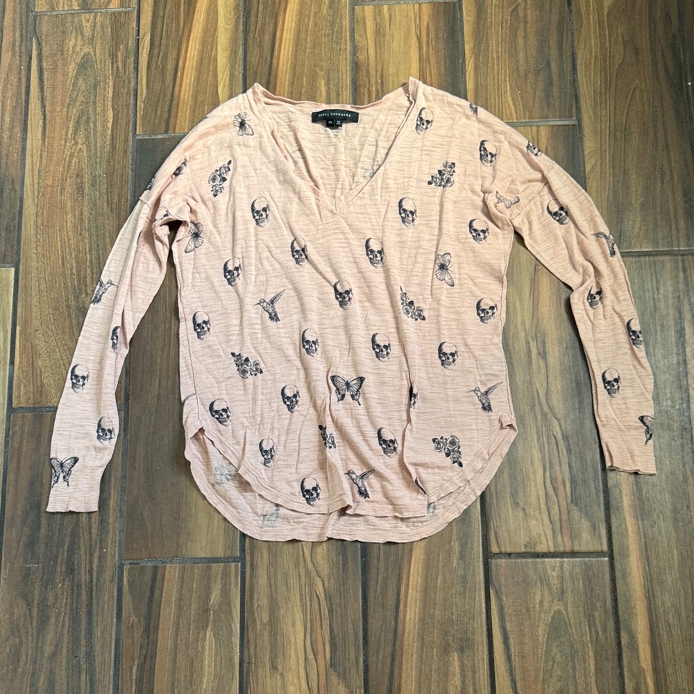 Skull Cashmere Soft Pink Knit Top